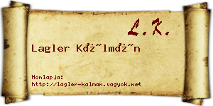 Lagler Kálmán névjegykártya