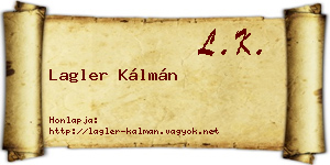 Lagler Kálmán névjegykártya